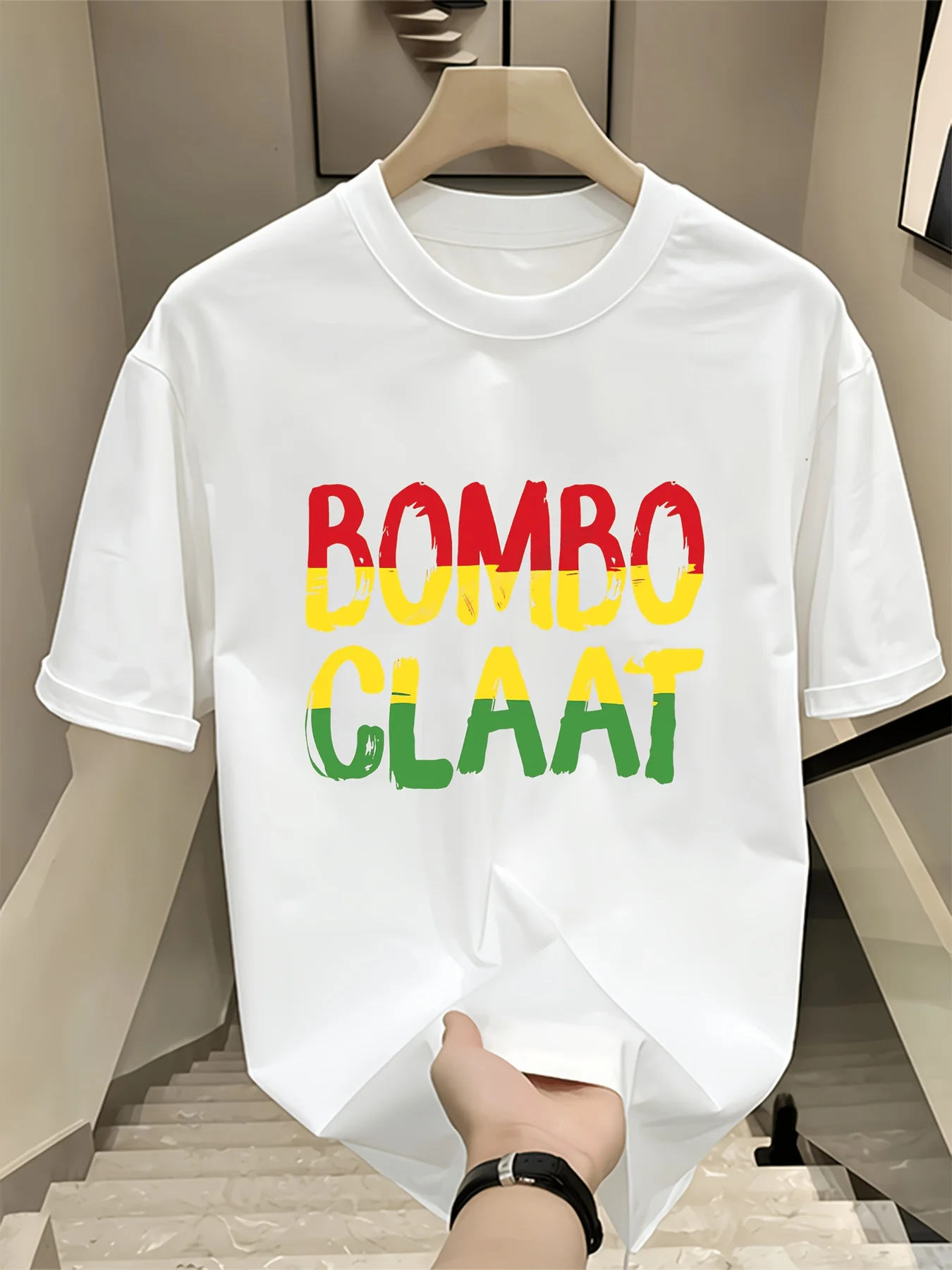 2026 Men's Summer Fashion New Graffiti Letter Print T-Shirt, 100% Cotton, Loose Fit, Versatile Short Sleeve