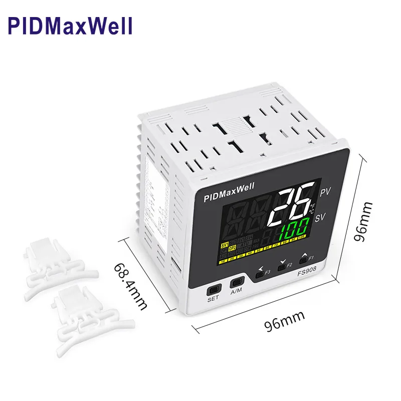 FS908 96*96mm PID Temperature Controller LCD Display On-Off Mode SSR+Relay Output ABS Material OEM/ODM Support CE Certified IP43