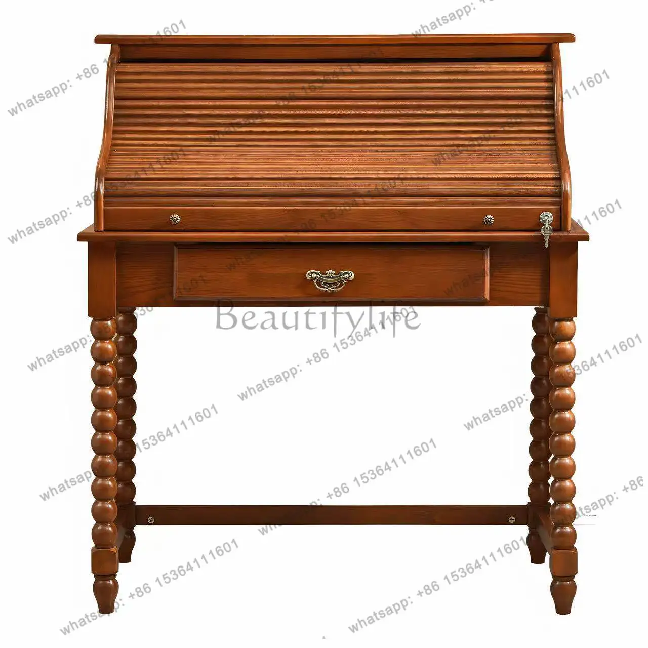 PG medieval organ roller shutter dresser French retro solid wood premium storage cabinet dressing mirror