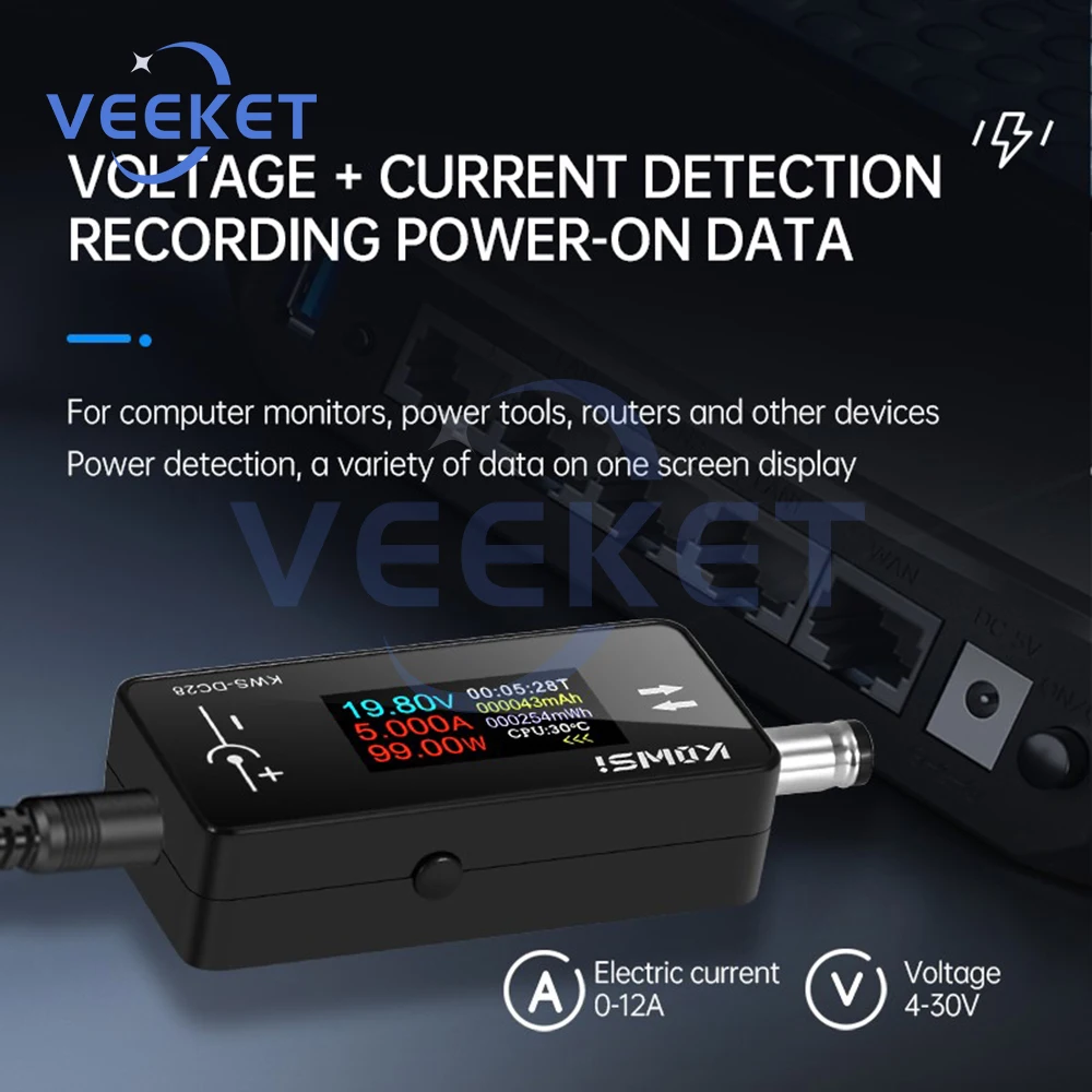 KWS-DC28 0.96 Inch TFT HD Digital Display DC 5.5*2.5 Interface Tester Voltage Ammeter Power Meter Multi in one display