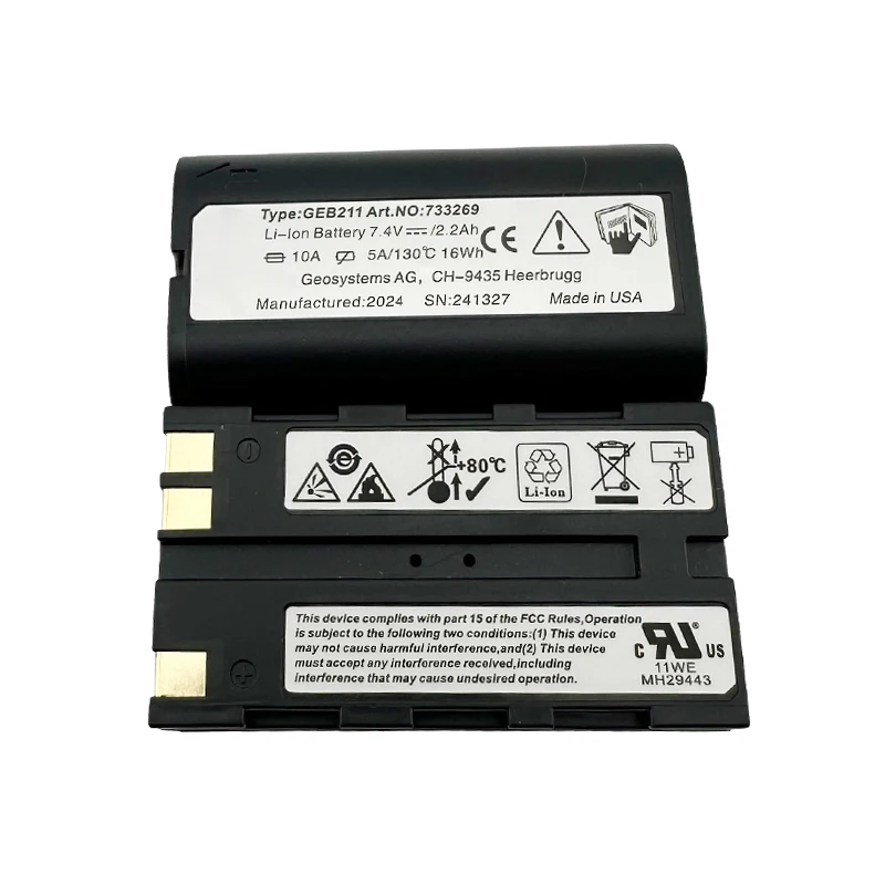 2PCS GEB211 Li-Ion Battery 7.4V 2200mAh For Leica GS10/15/16/20 GNSS Receivers Series CS10/CS15 Field Controllers