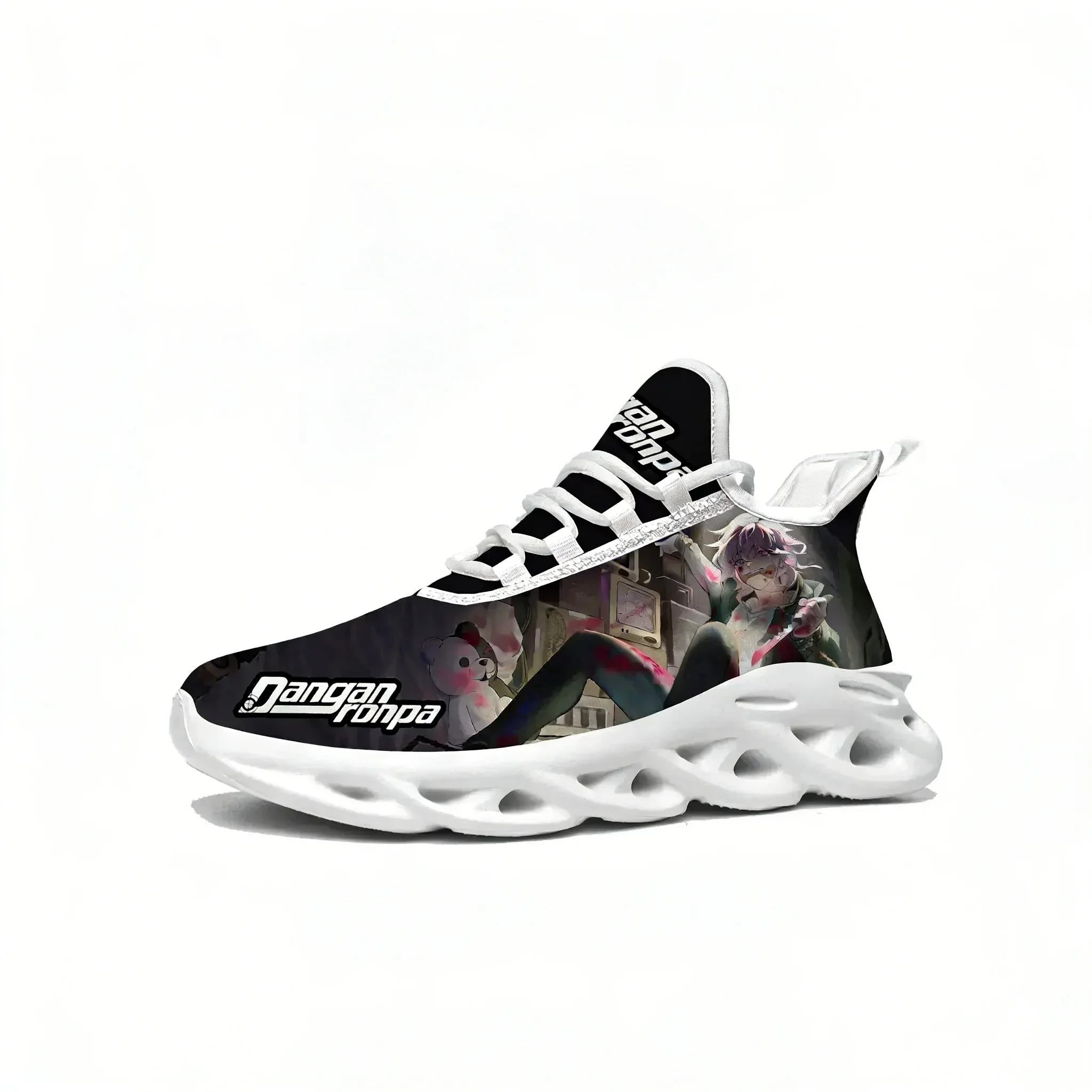 Cartoon Game Danganronpa Komaeda Flats Sneakers Men Women Sports Running Shoes Custom Built Lace Up Shoes