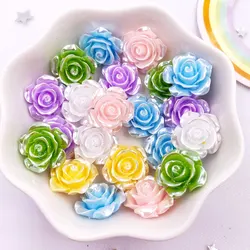 40Pcs 15mm Resin Glitter Pearl Rose Flatback Flower Rhinestone Buttons Scrapbook Wedding DIY Bow Earrings Art accessories Crafts