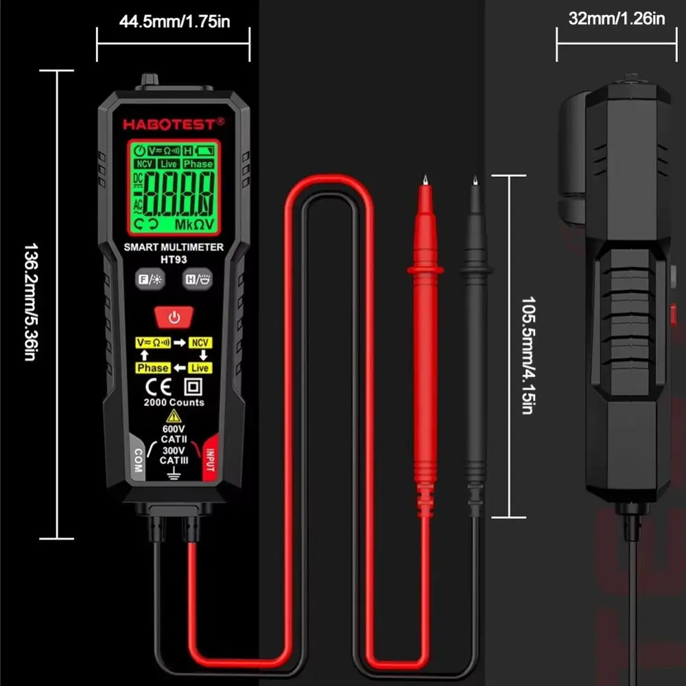 Multimetro digitale con gamma automatica Ohm onda quadra HFE triodo cicalino multi tester tensione AC/DC tester di tensione ad alta precisione