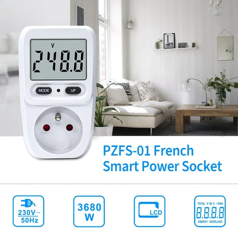 Imagem -02 - Medidor de Potência de Eletricidade Lcd Wattmeter Tomada de Energia Testador Elétrico Tomada de Medição Analisador eu fr 220v
