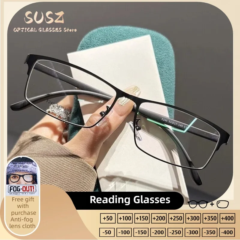 

SUSZ New Fashion UltraLight Rectangular Myopia Glasses Women Anti Blue Light Reading Glasses Progressive Customization Eyewear