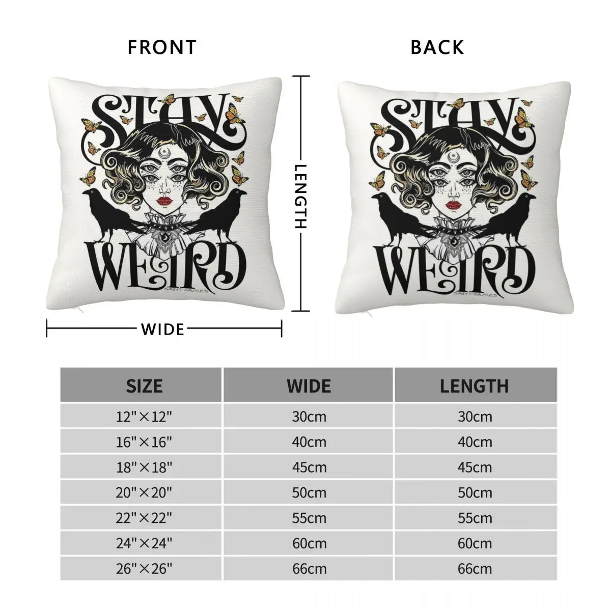Rose And The Ravens Stay Weird Square Pillowcase Polyester Linen Velvet Creative Decorative Throw Pillow Case Bed Cushion Cover