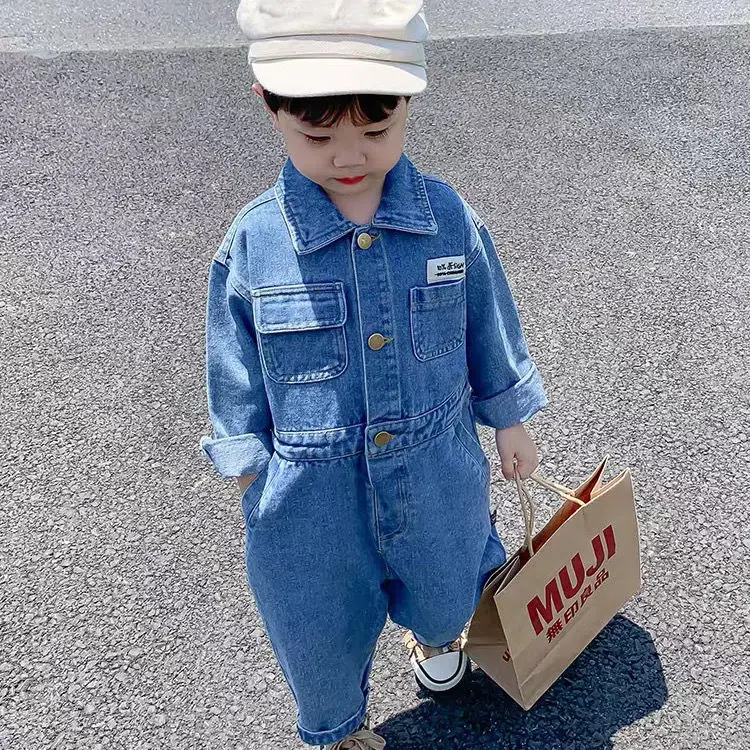 Fashion Autumn Baby Clothes Set Girl Denim Romper Boys Jumpsuit Newborn Clothing Girls Outfit Infant Cartoon Overall Pants