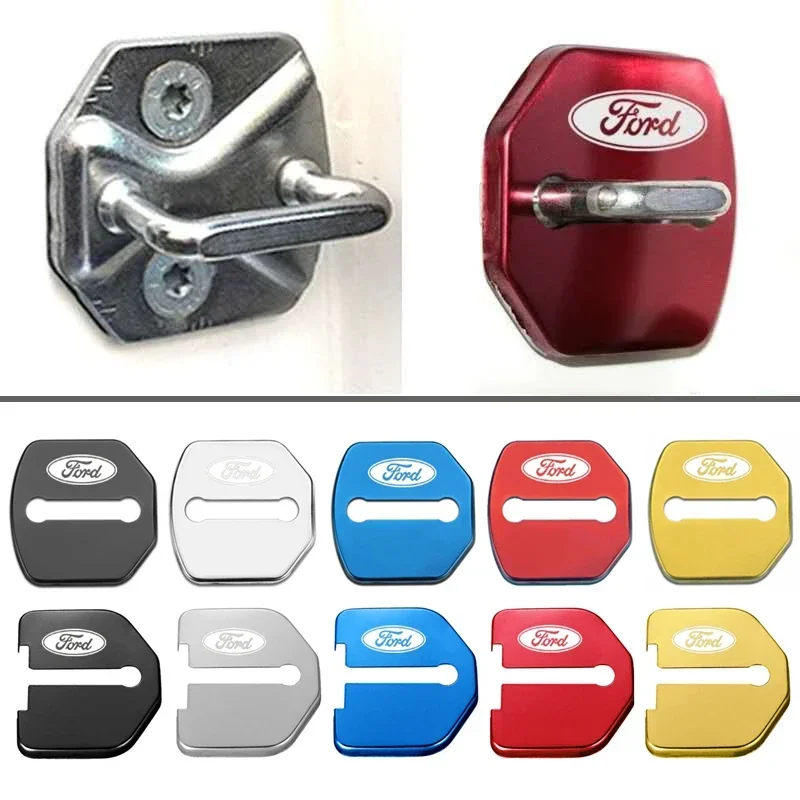 Cubierta de protección para cerradura de puerta de coche, pegatinas antioxidantes, hebilla para Ford Focus Fiesta Mondeo Kuga Taurus Everest Edge S-MAX Escape