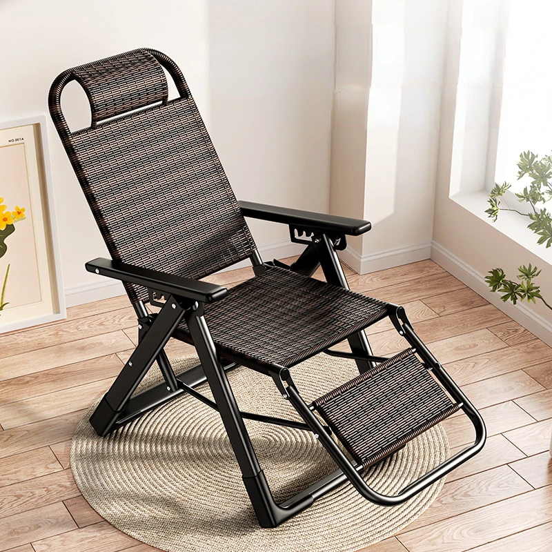 

Recliner Folding Lunch Break Balcony Backrest Snap Chair Office Leisure Home Summer Elderly Cool Chair Beach Rattan Chair