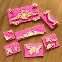 European Vintage Relief Silicone Fondant Lace Mold Chocolate Clay Candy Moulds Cake Border Decorating Tools