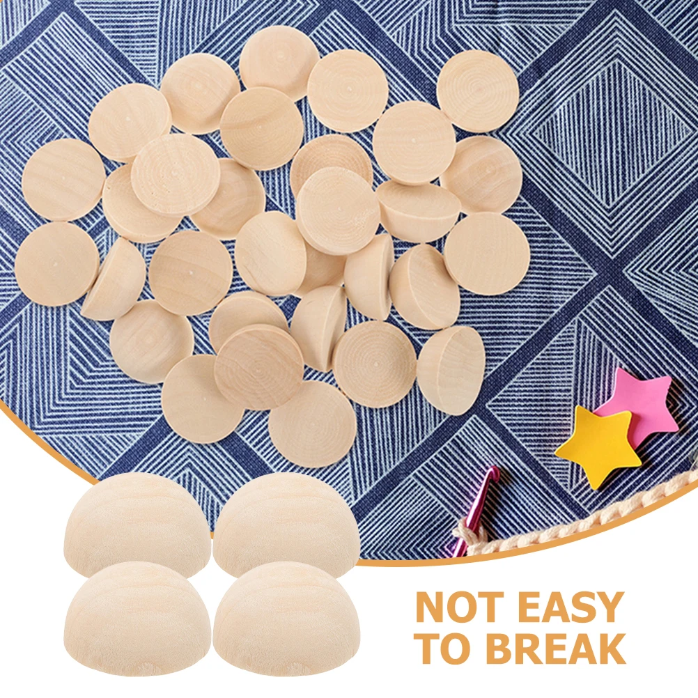 

100Pcs Unfinished Half Wooden Beads, DIY Rustic Natural Craft Beads, Decorative Wood Beads For Jewelry Making, Crafting Supplies