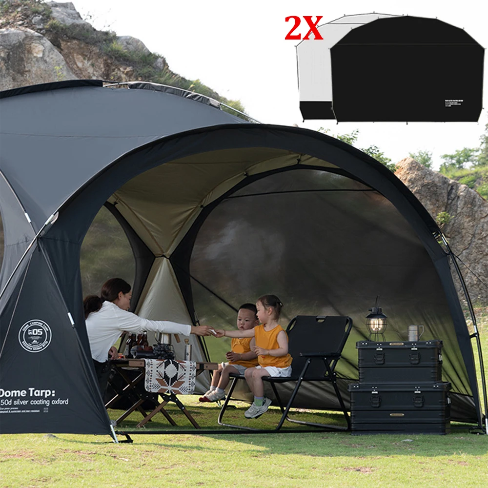 Outdoor Silver Coated Canopy Rainproof And Sunscreen Self-driving PU3000MM Waterproof Camping Sunshade Tent Dome for Camping