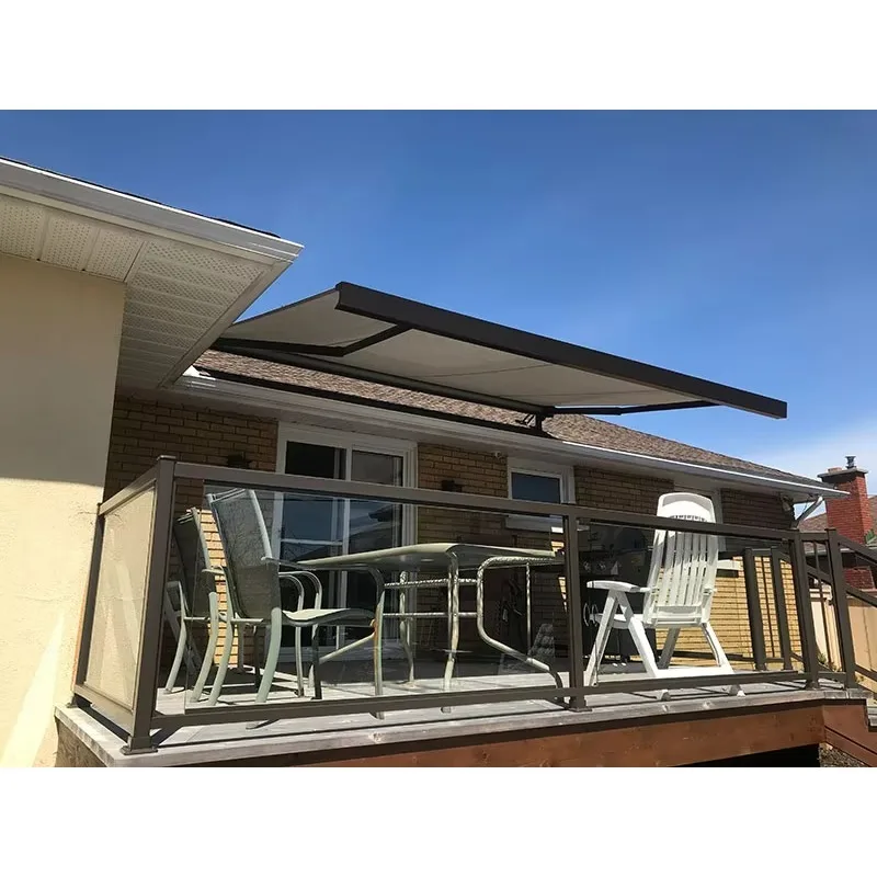 Aluminum Alloy Frame Acrylic Sail Outdoor Folding Retractable Awning Remote Control UV Protection Commercial Use PU Coated