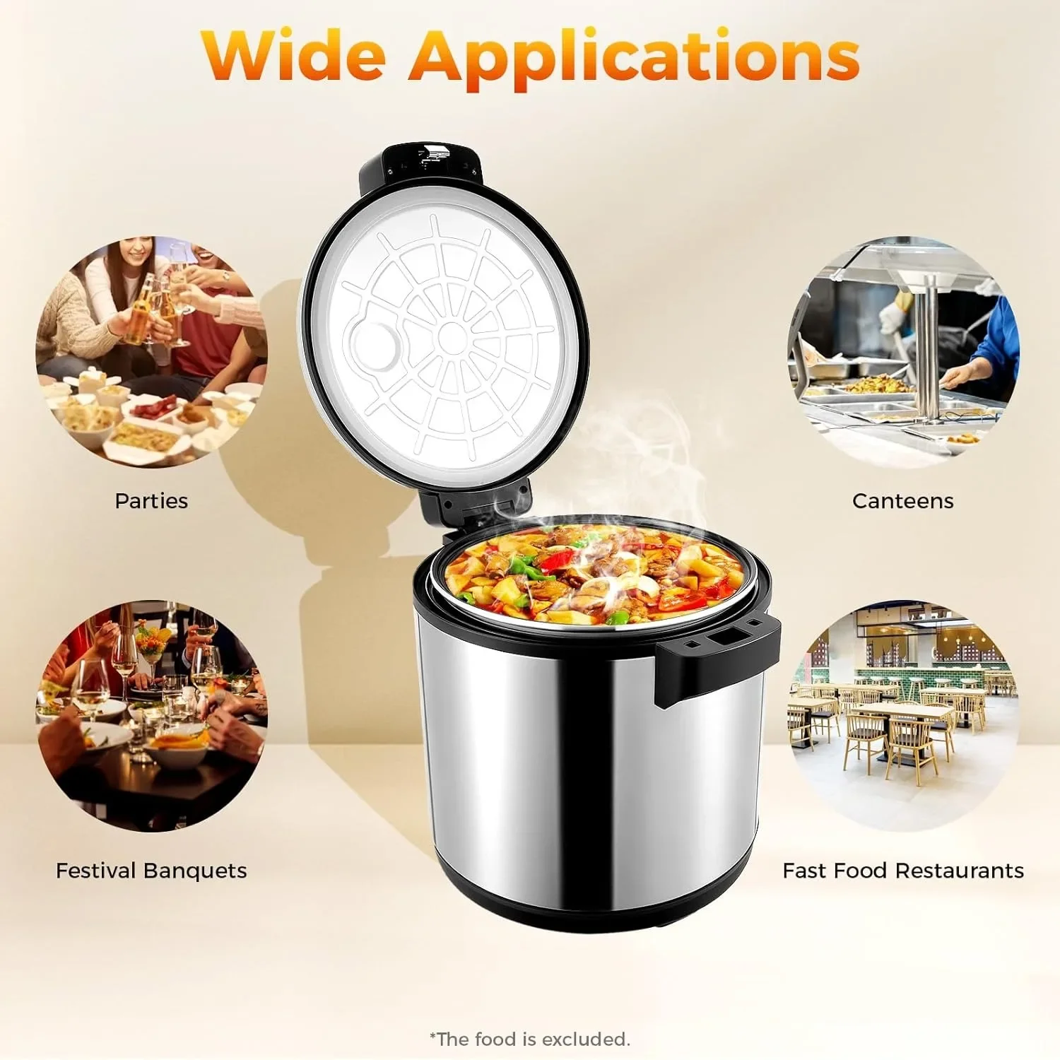 

NEW 19L/20QT Non-stick Inner Pot Rice Warmer with Dual Temperature Control, Warm Function Only 110V 100W