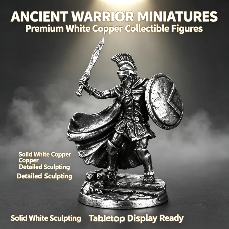 Spartan Warrior Metal Miniature White Copper Ancient Greek Hoplite Figure Tabletop Wargame Collectible Desktop Ornament Gift