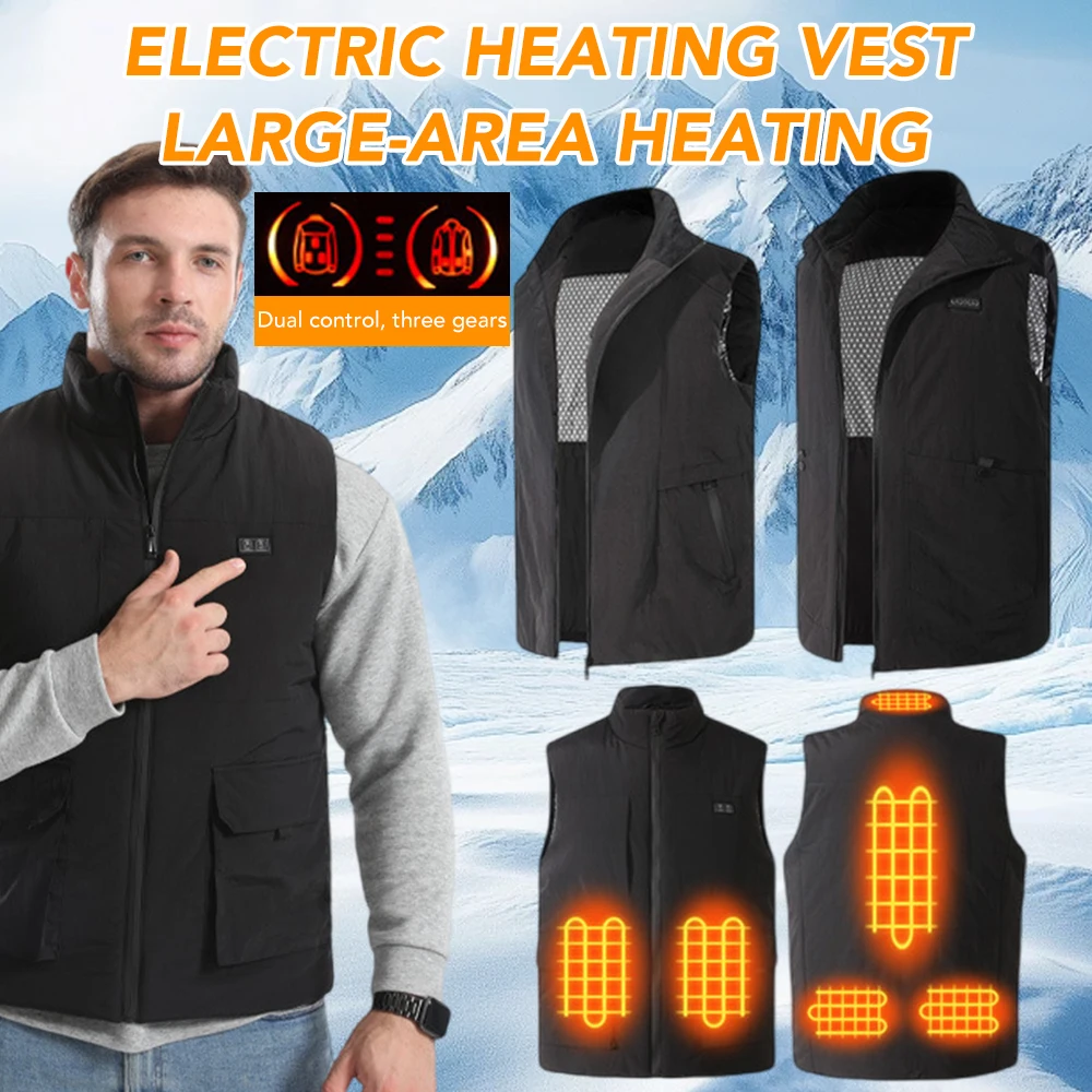 

6 Areas Heating Vest Intelligent Warmth Coat Men Casual Winter USB Smart Warm Sleeveless Jacket Self Heating Clothes Cotton Vest