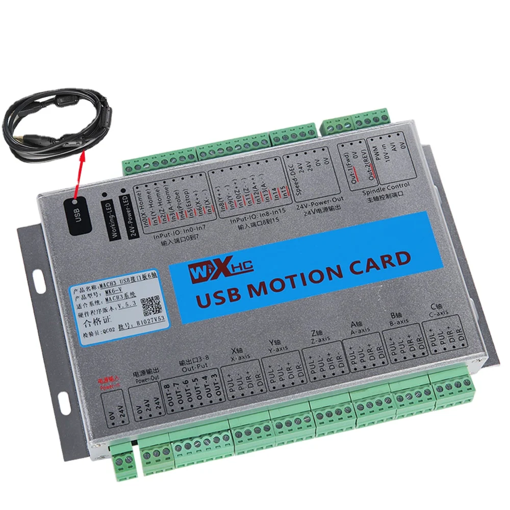 

2000KHZ MK6-V High Precision WoodWorking Mach3 6 Axis USB CNC Controller Motion Card Breakout Board CNC Engraving Control Card