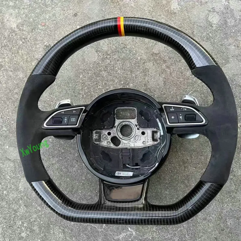 

For Audi A4L Q5 S5 A6L A3 A7 Q3 A5 A8 Q7 Q8 A7L RS5 RS6 (With Paddle Shifter Holes) 100% Real Carbon Fiber Car Steering Wheel