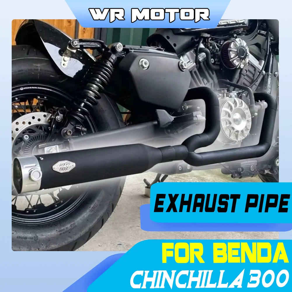 Motorcycle Switchable Valve Full Exhaust Fit BENDA CHINCHILLA300 2‑Into‑1 Stainless Steel Pipe Direct Install Parts