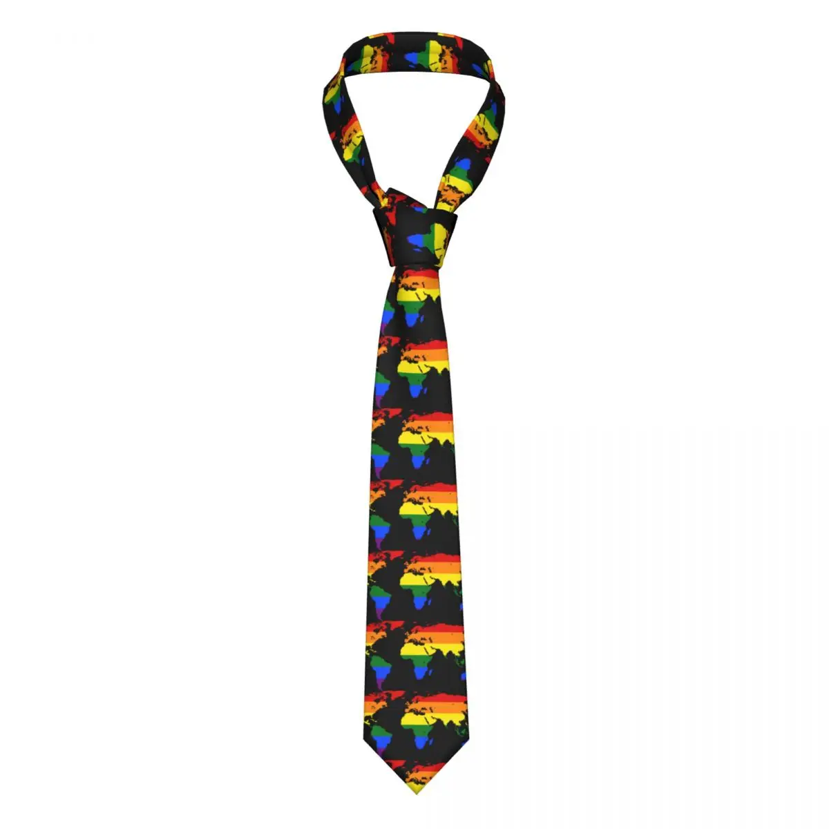 LGBT GLBT Gay Pride Rainbow World Map.png Men Neckties Slim Polyester 8 cm Wide Neck Ties for Men Accessories Gravatas Business