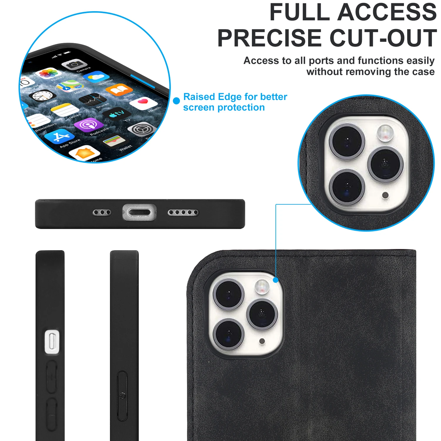 محفظة جلدية قابلة للطي غطاء هاتف آيفون 11 برو XS ماكس XR X 7 8 6 6s Plus SE فاخر ماتي فرك حافظة حماية مقاومة للصدمات #5