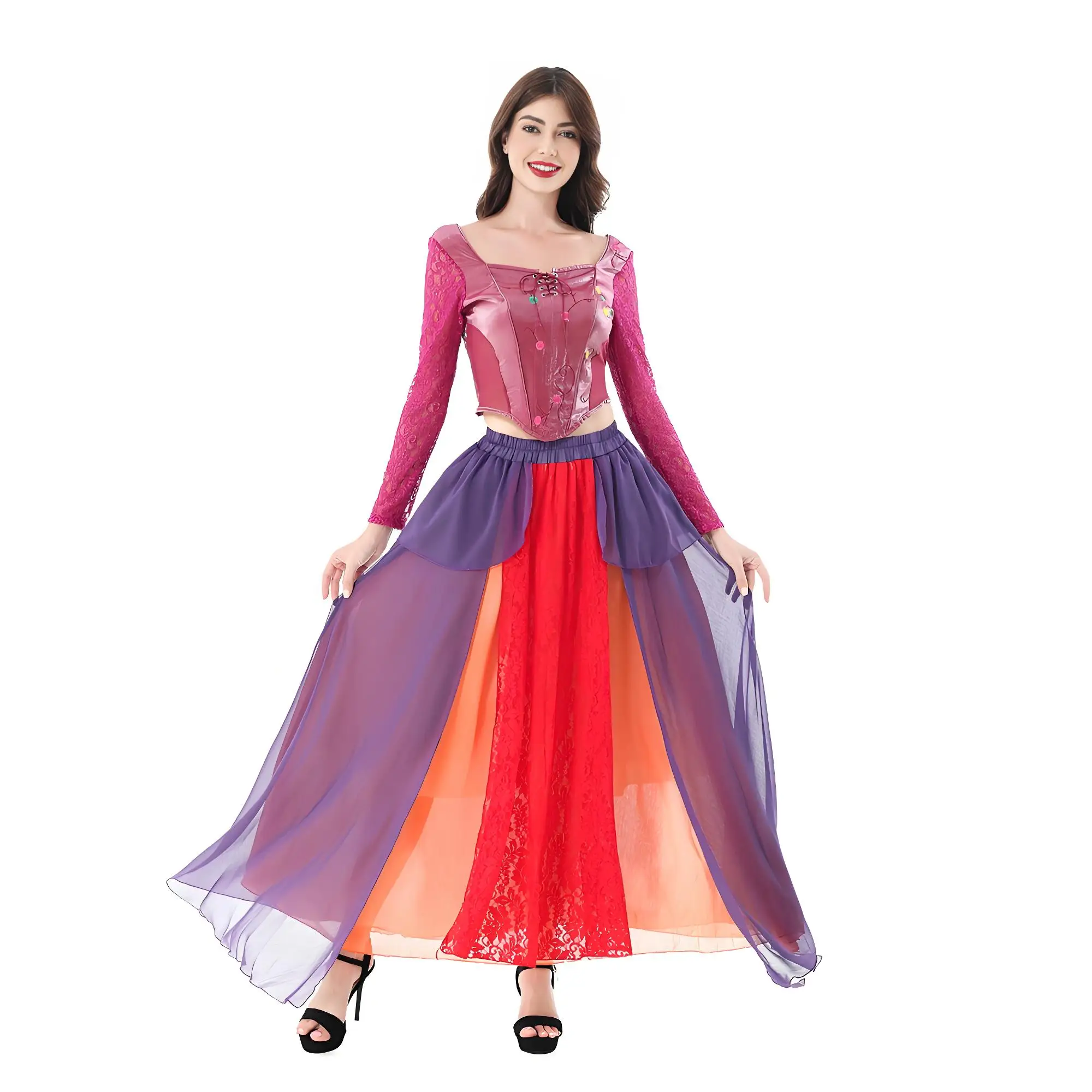 

Crazy Witch Queen Cosplay Costume Women Girls Halloween Carnival Rapunzel Masquerade Vampire Party Stage Dress