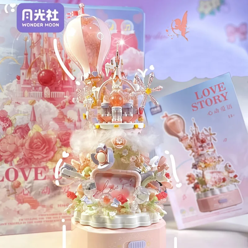 Confession Balloon Assembling Building Blocks Love Story Kawaii Anime Cartoon Model Desktop Collectible Ornaments Holiday Gifts