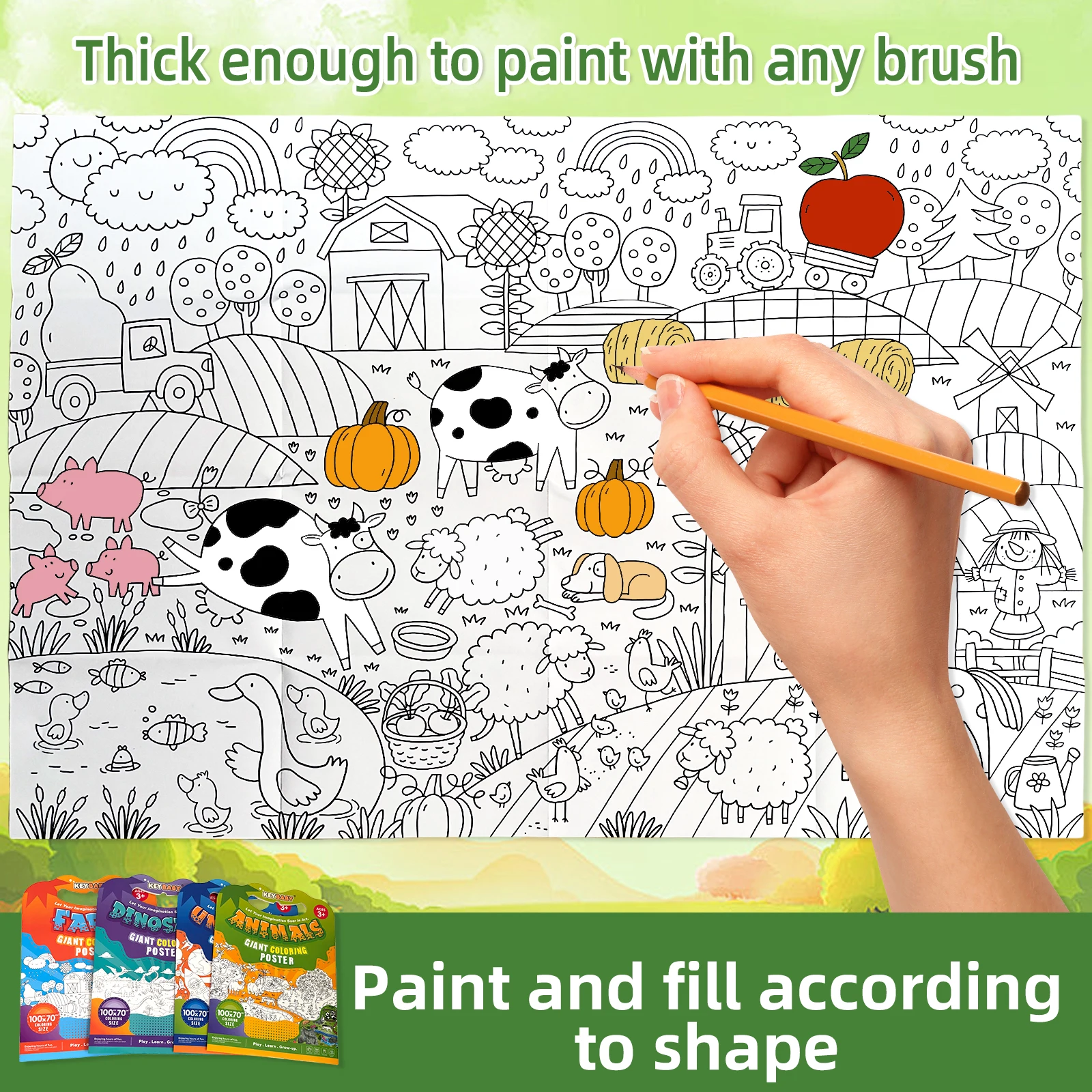 

A giant children's coloring poster, stimulating artistic creativity, learning and growing while having fun