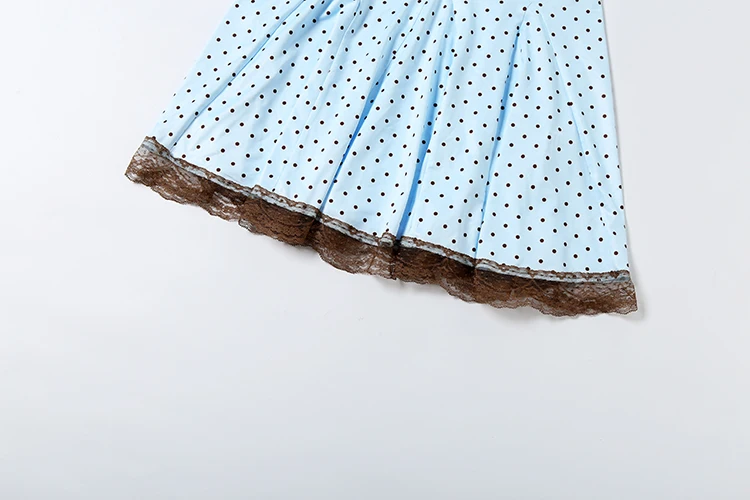 Weird Puss Bow Dekorations-Minikleid für Damen, Polka-Dot-Print, Wickel-Design, rückenfrei, Spitzenkante am Saum, Geburtstagsparty, elegantes Bodycon-Kleid – Detail 9