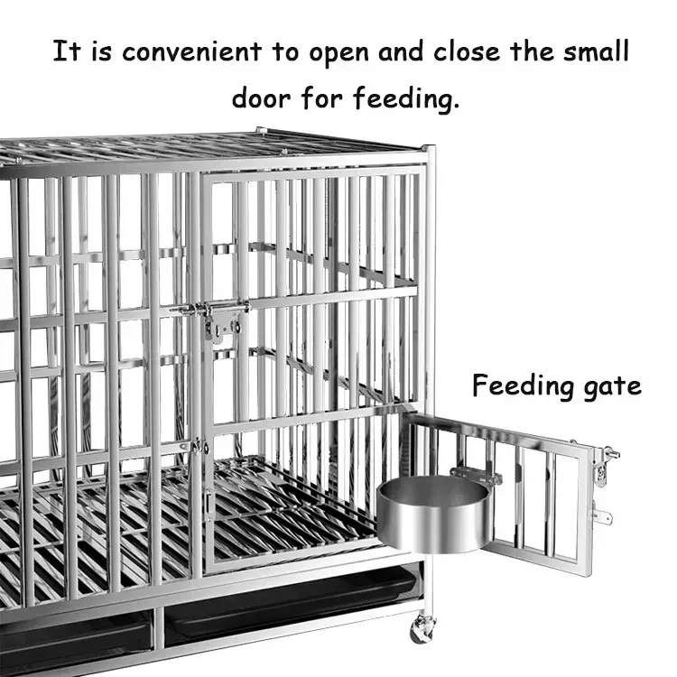 Heavy Duty Dog Cage Strong Metal Kennel and Crate for Medium and Large Dogs Pet Playpen with Four Wheels Easy to Install