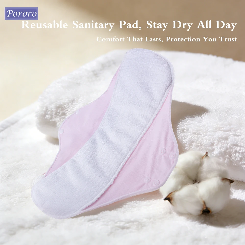 

3 шт. многоразовых гигиенических прокладок из хлопковой пряжи, моющиеся, с высокой впитываемостью, защита от протеканий, гипоаллергенные, для ежедневного использования