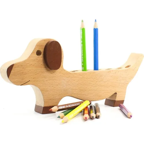 Wooden Decorative Pen Holder Dog Shaped Desk Organizer Stationery Pen Holders School Supplies For Child Animal Figure Wood Hot