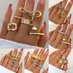 Lacteo 2024 Trendy Geometric Twisted Heart Irregular Cuff Ring for Women Hollow Out Design Finger Ring Jewelry Girls Party Gift