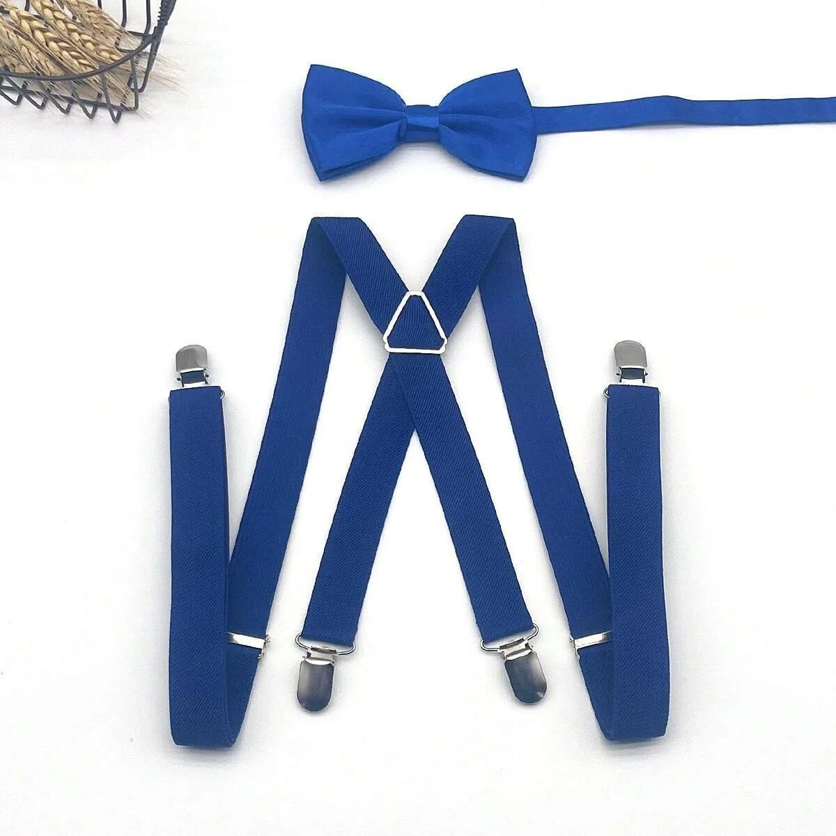 2pcs Adult Suspender 4Clips X 2.5cm Men's Bow Tie Set Audio-Technica Elastic Wedding Performance Decoration Braces for Women