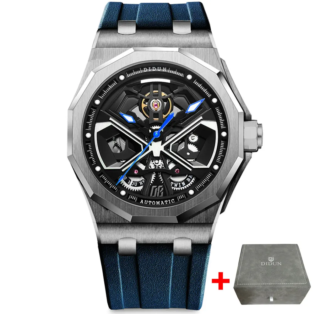 DIDUN ใหม่ผู้ชายอัตโนมัตินาฬิกาแบรนด์หรูผู้ชาย Skeleton Mechanical นาฬิกา Miyota 8215 การเคลื่อนไหวกันน้ํา 100M นาฬิกาข้อมือ