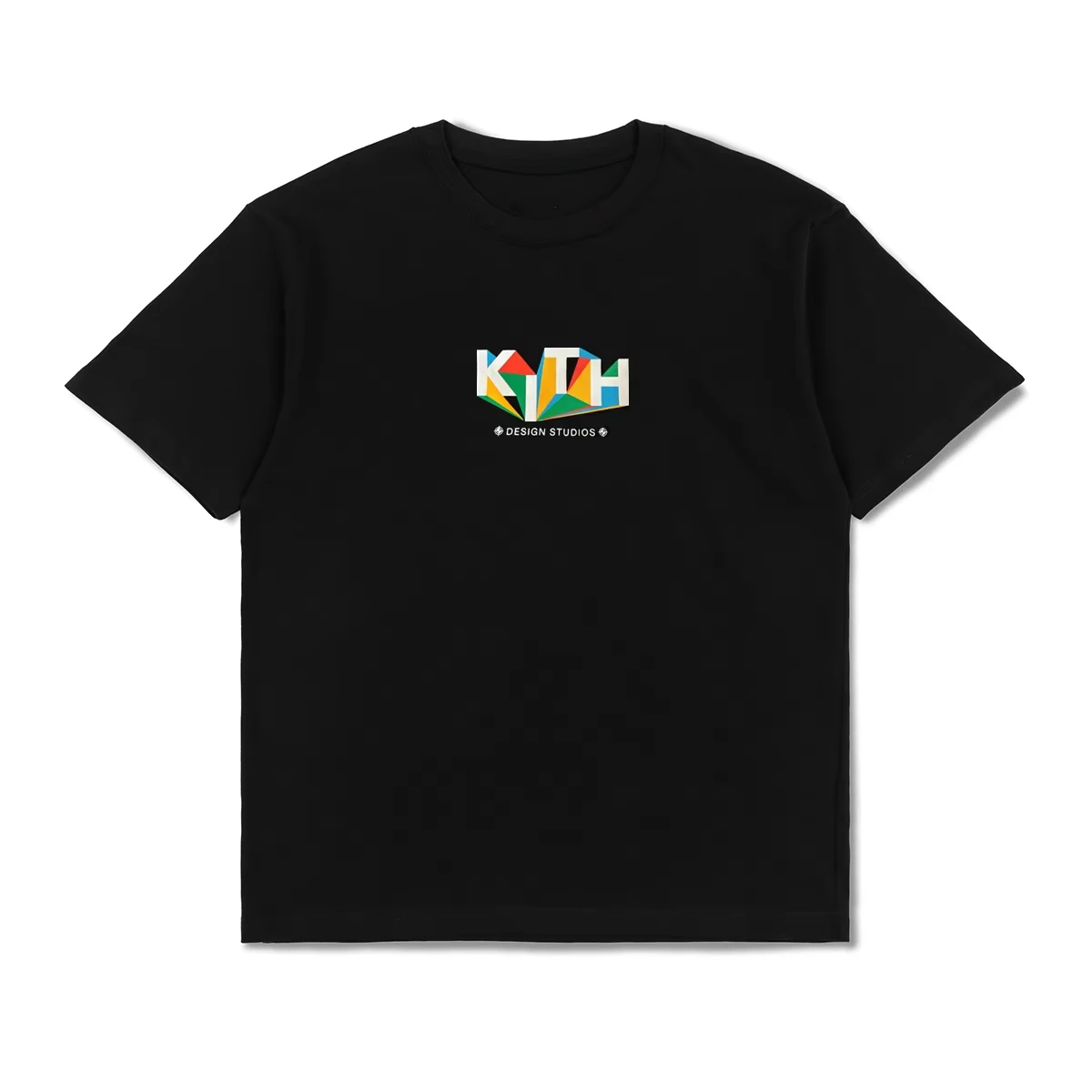 

2025 New KITH Fashion Brand Geometric Block Print Short Sleeve Men's and Women's T-Shirt Women Summer American Couple Streetwear