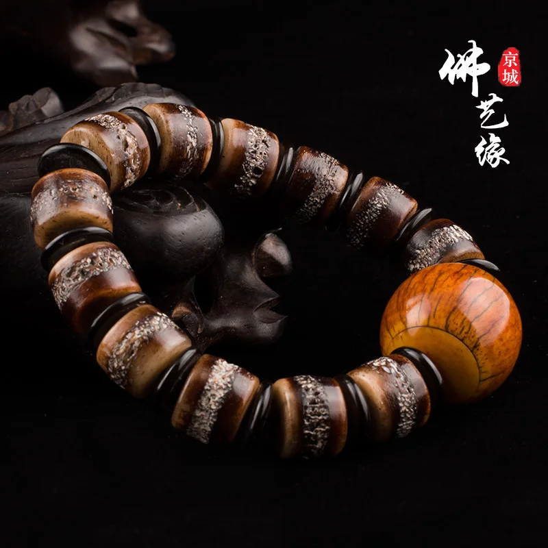 Natural DIY bracelet full star pattern, paired with yak bone Buddha beads and buffalo horn spacers