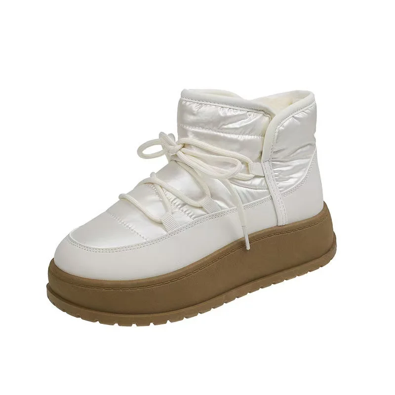 High Top Snow Boots for Women\'s Winter New Fashion Thick Soled Boots with Plush Warm Cotton Shoes and Waterproof Cotton Boots