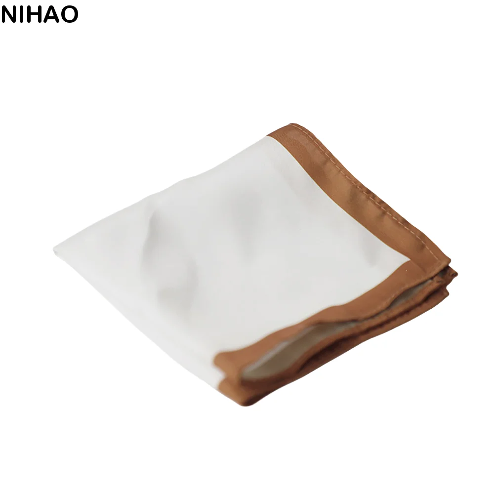 Модный корейский мужской костюм с карманами, квадратный винтажный деловой костюм из полиэстера, носовой платок белого цвета с краями на груди, полотенце для мальчиков