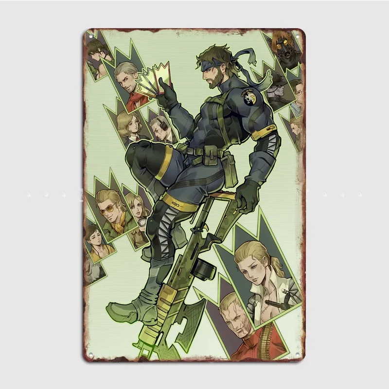 Metal Gear Solid Snake and Allies Poster Metal Sign Custom Bar Room Decoration Bedroom Indoor Decor Home Wall Decor Posters