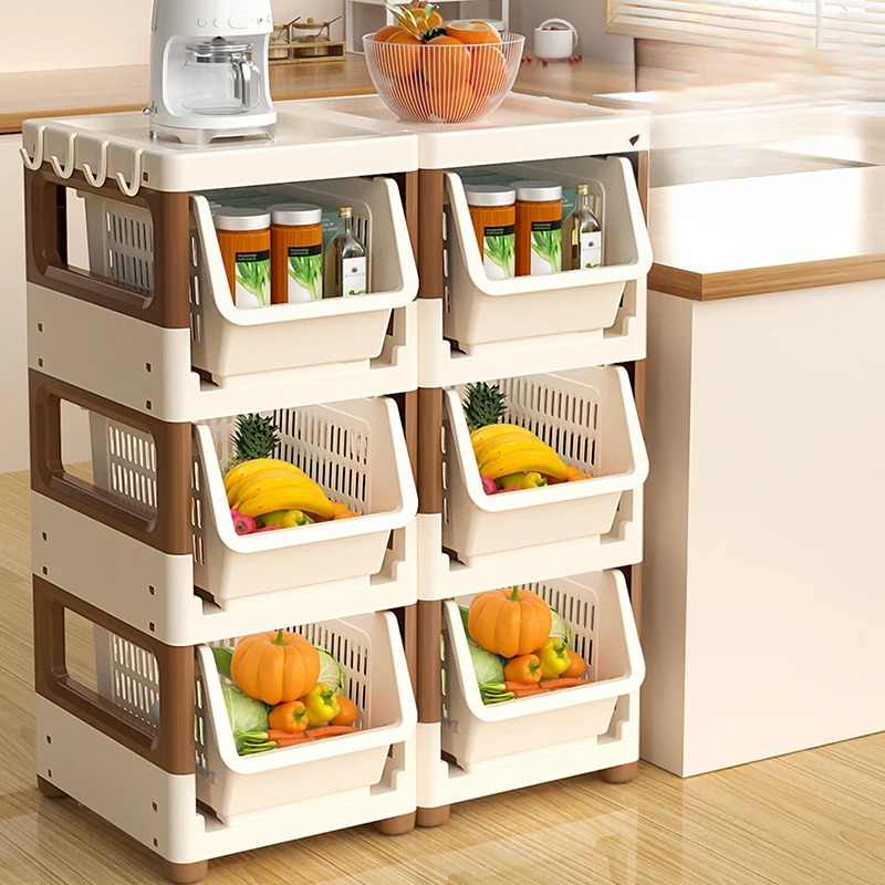 Kitchen Trolley Storage Rack Microwave Oven Sorting Rack Multi-layer Hollow Storage Rack for Fruits and Vegetables 트롤리 수납장