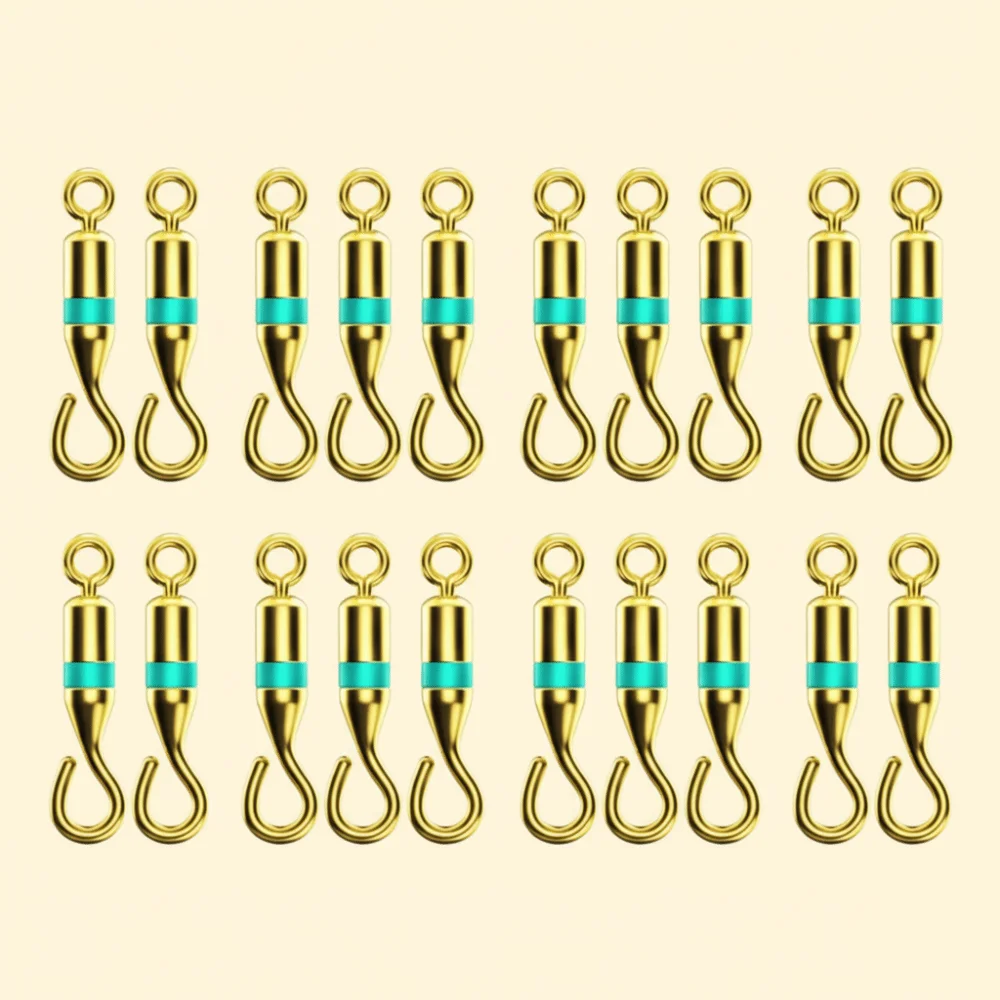 20PCS Titanium Alloy Swivel Fishing Hooks Shock-Absorbing Design Open Swivel Fishing Accessories Colored Rubber