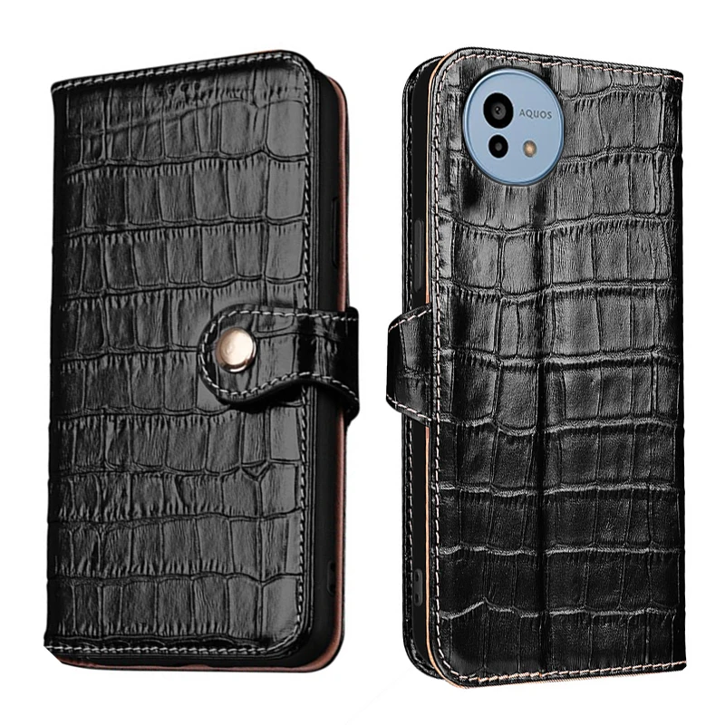 

Real Leather Crocodile Texture card Slot Wallet Cover For Sharp Aquos wish4 wish3 wish2 wish Filp Magnetic skin shockproof Case
