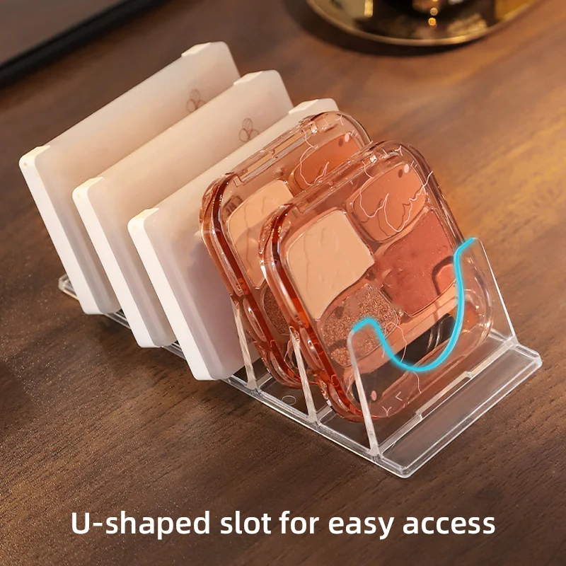 Transparent Makeup Storage Tray, 5 Grids Portable Eyeshadow & Powder Palette Organizer, Compact Lightweight Travel Cosmetic Holder for Eyeshadow Palettes, Powder Compacts, Clear Visible Design