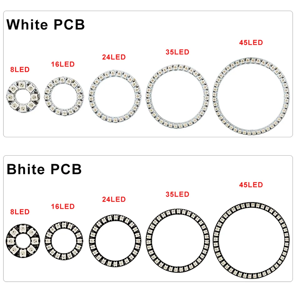 WS2812B 5050 5V RGB Led Pixel Ring Individul AddressabIe Ring WS2812 IC BuiIt-in Led ModuIe With USB Wire And SP621E Controller