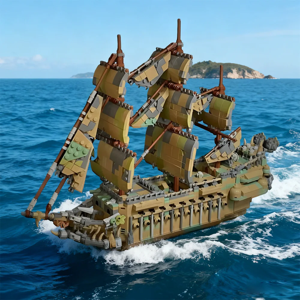 

MOC The Flying Dutchman Model Building Blocks Medieval Pirate Ship Horror Ghost Ship Brick Toy Adult Gift