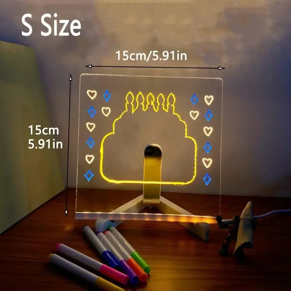 Luminoso led carta placa de mensagem apagável transparente escrita nota placa luz quente diy prancheta das crianças presente