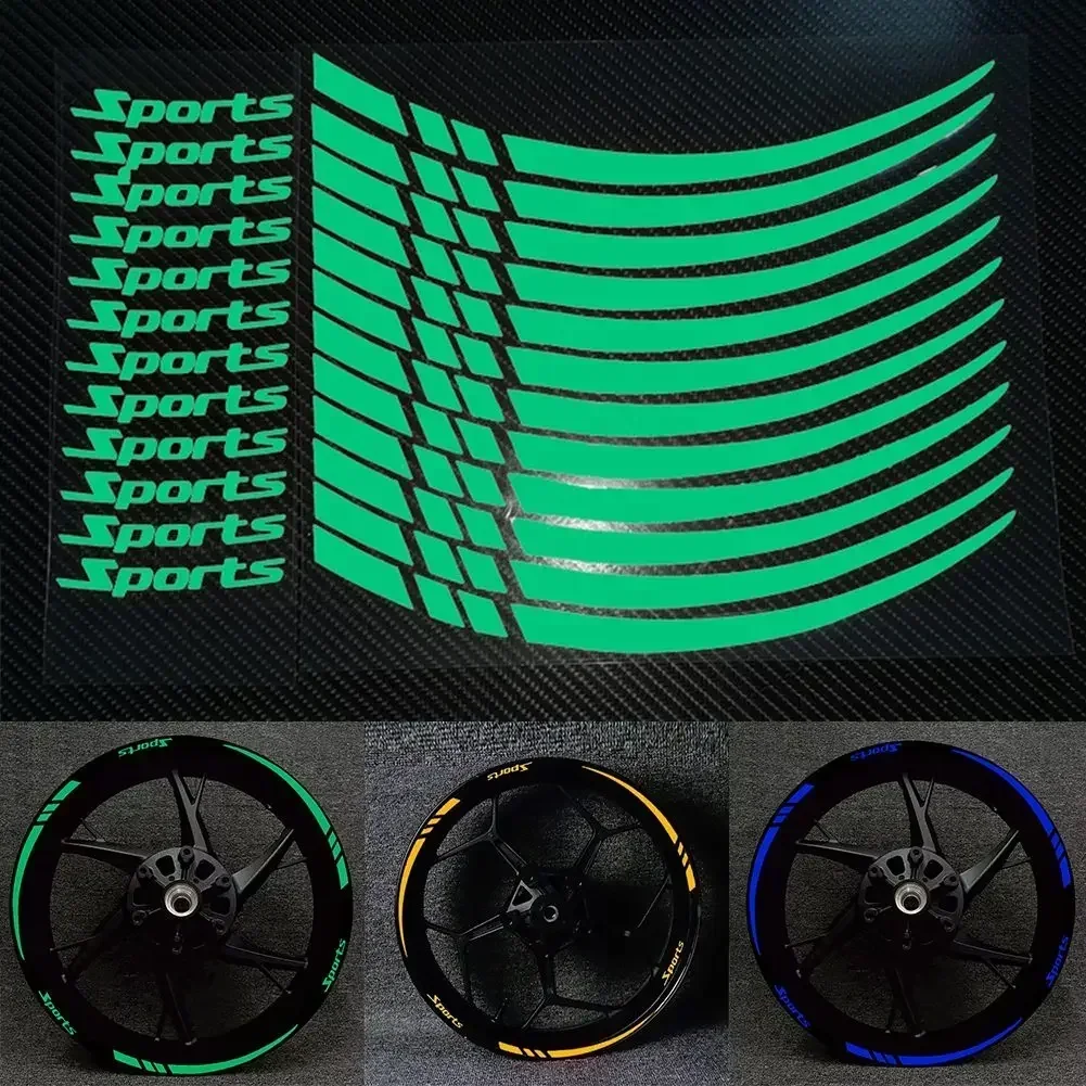 1 Set Car Motorcycle Wheel Rim Stripe Wheel Decals Tape Stickers Reflective Stickers For All 18-21 Inch Wheels