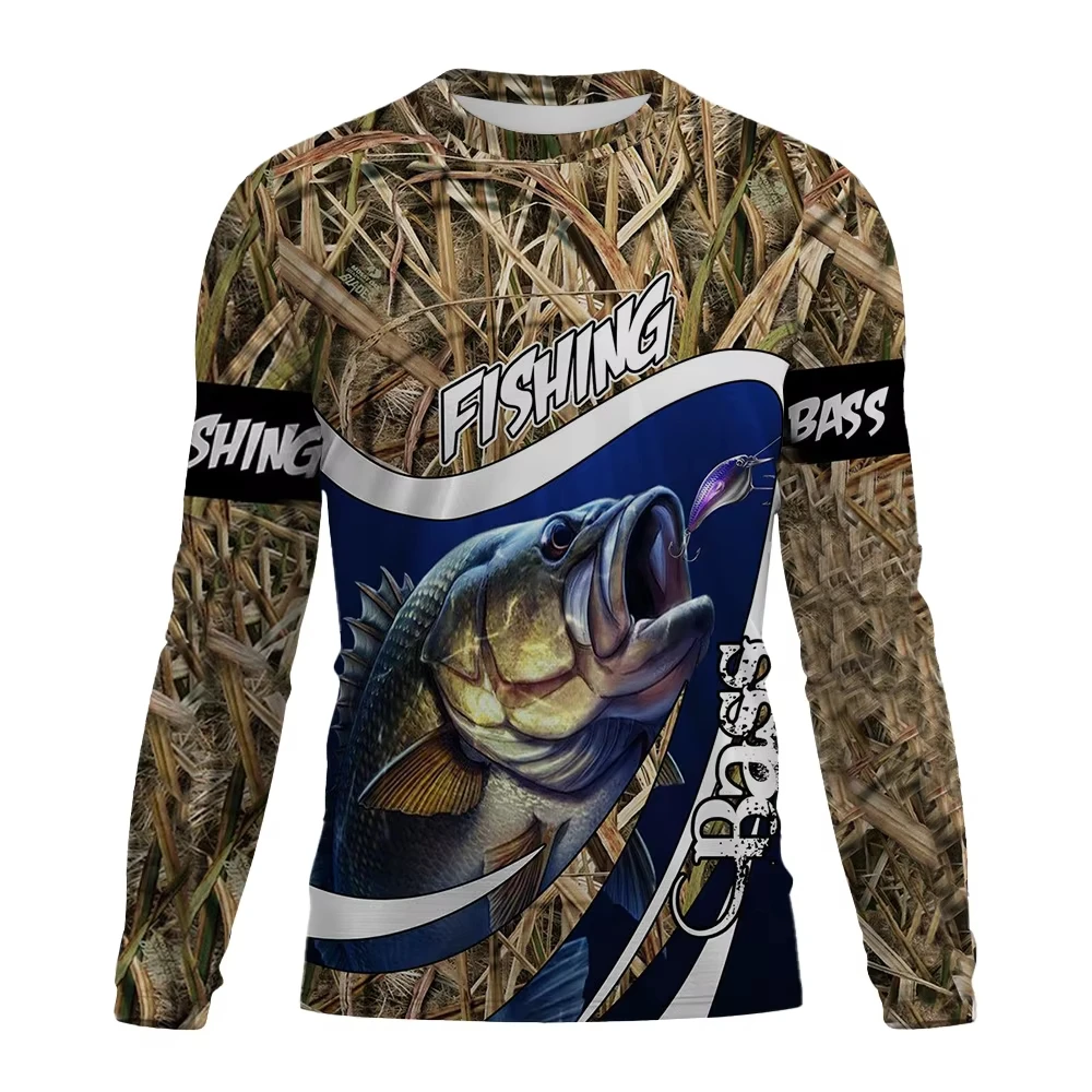 3D Print Fishing Graphic T Shirts Men Fashion Tops Men's Clothing Outdoor Sun Protection Tee Long Sleeve Quick-Dry T-Shirt